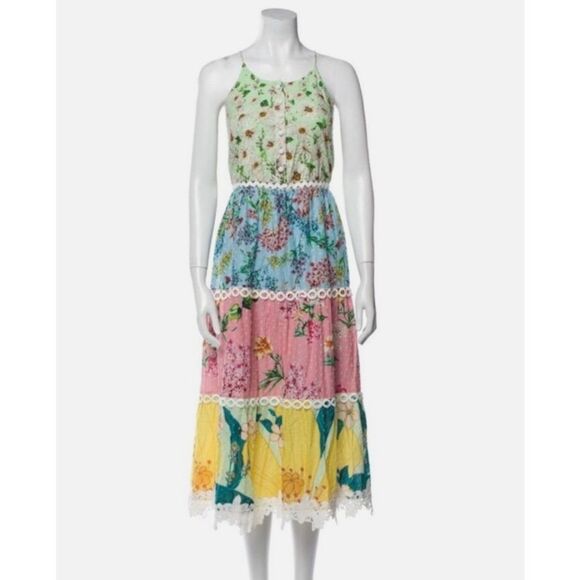Farm Rio Daisy Patchwork Midi Dress – Size XS – Sold Out & Stunning! - Picture 14 of 15